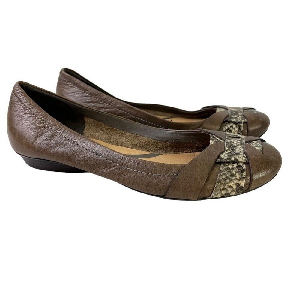 Naturalizer N5 Comfort Maude Real Leather Taupe Brown Slip On Flats Shoes 7.5